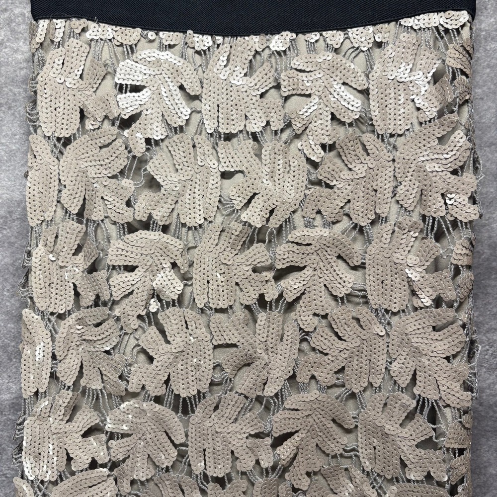 Bcbgmaxazria Sequin Leaf Pattern Lace Pencil Skir… - image 2